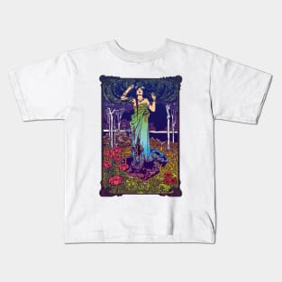 Art Nouveau Lady (green/blue/pink) Kids T-Shirt